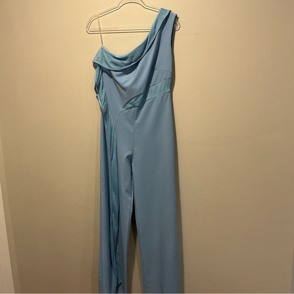 La Patean Blue one shoulder jumpsuit Size 40